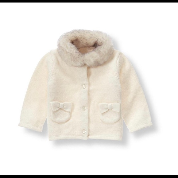 Janie and Jack Faux Fur Collar Cardigan - Picture 1 of 4